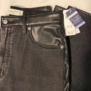 mixed fabric jeans